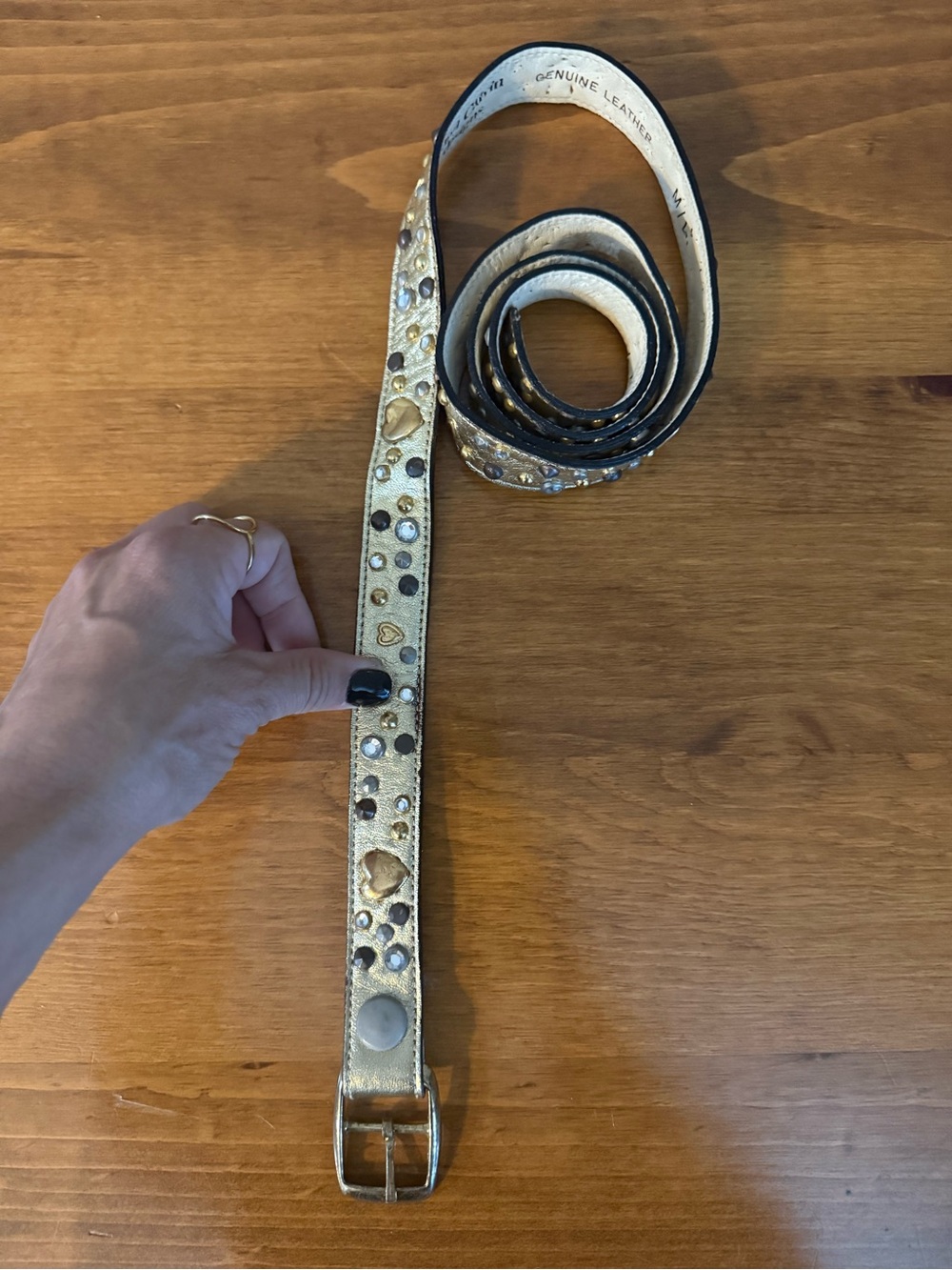Chad Calvin Designs Gold Genuine Leather Studded Y2K Belt M/L